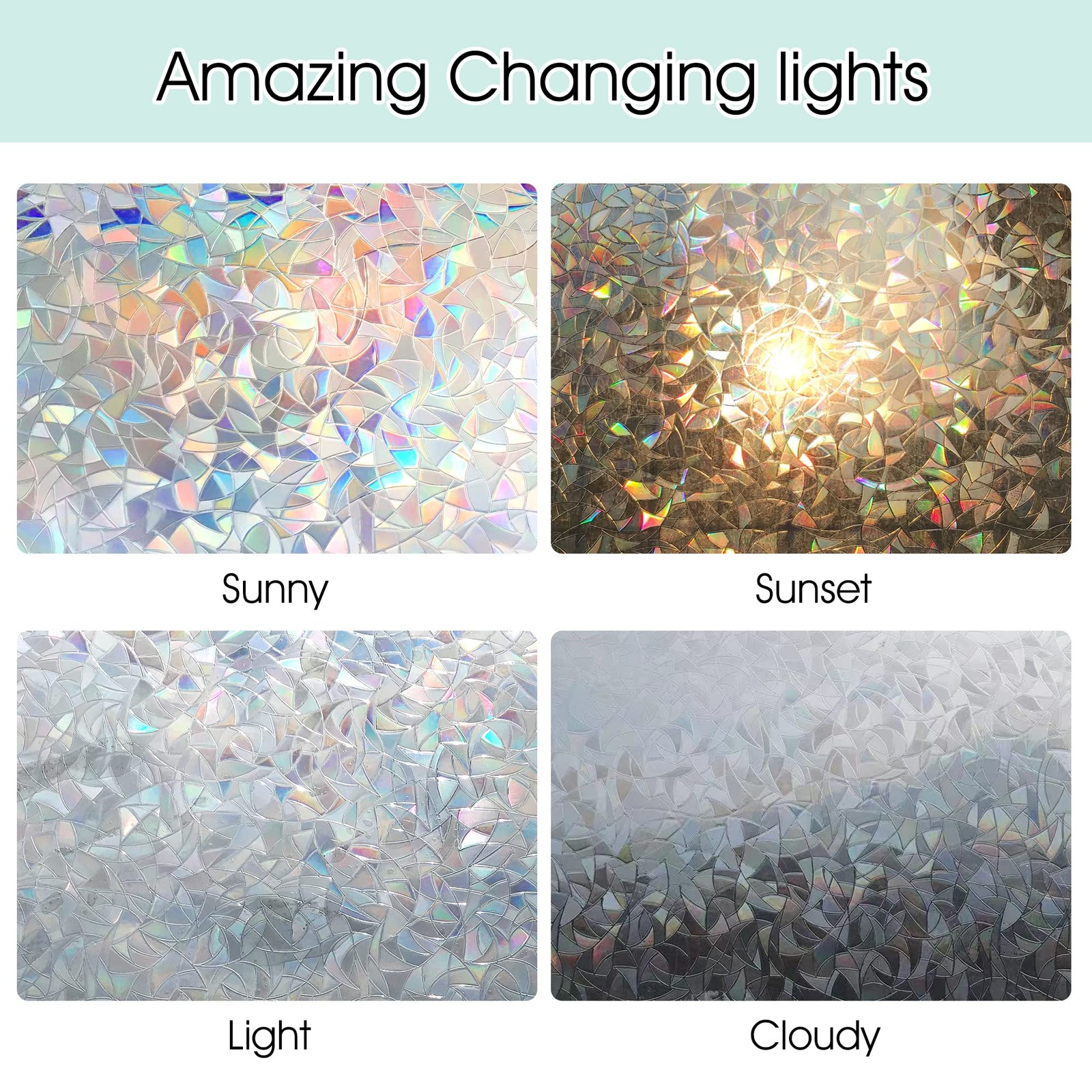 STATINT Stained Glass Window Privacy Film,UV Blocking Window Clings,Rainbow S…