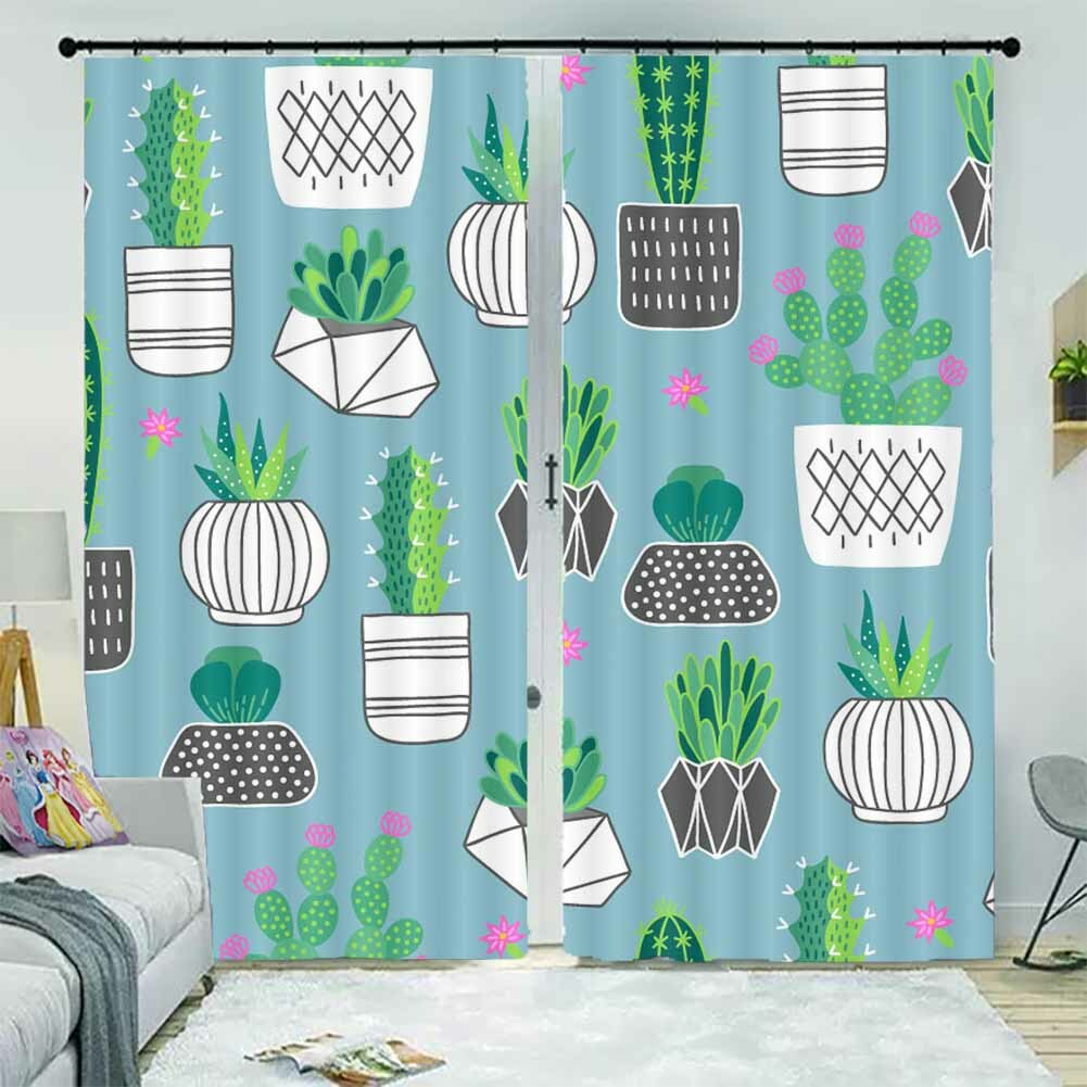Many Green Cactus Thorn 3D Curtain Blockout Photo Printing Curtains Drape Fabric