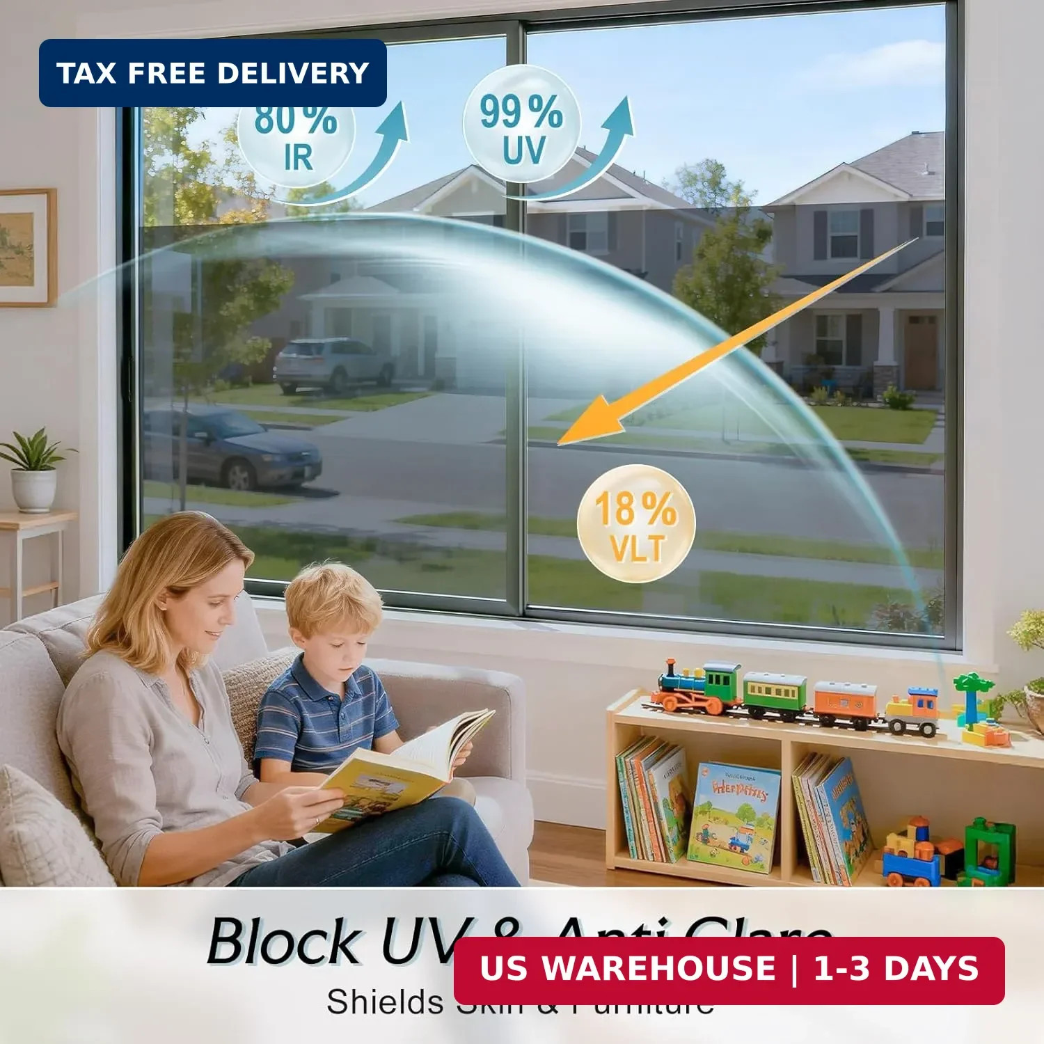 DOWELL One Way Window Privacy Film with Tools, Black Silver 17.5″ x 157.5″ | Win