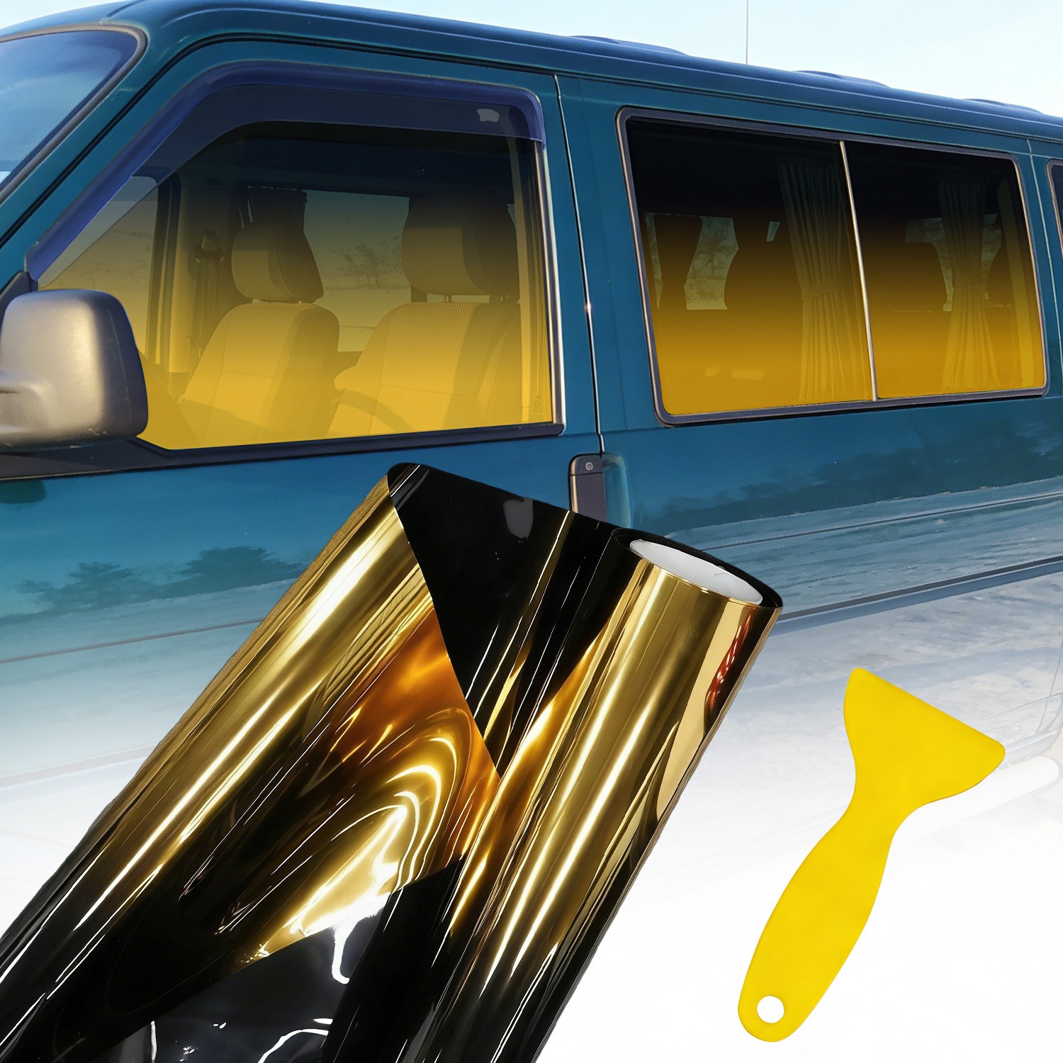 Car Window Tint Film 2-Color Gradients Film Windshield Sun Shade Heat & UV Block