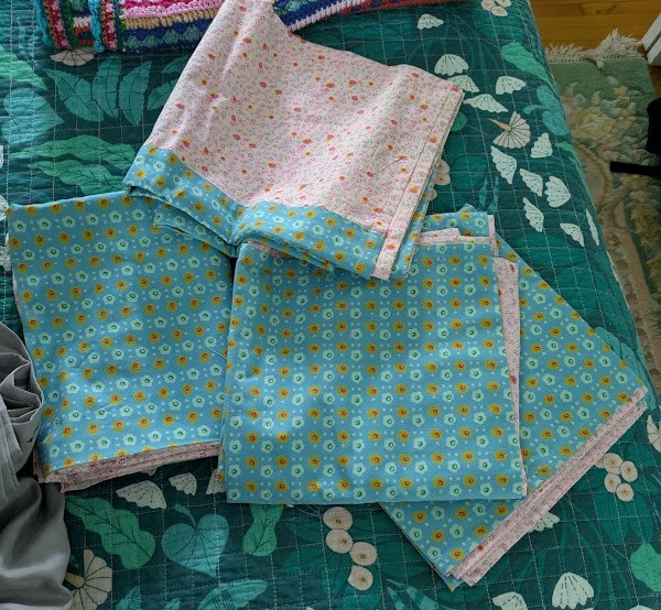 LAND OF NOD Set of 4 Curtain Panels 44×84 Pink Blue Floral Crate & Barrel Cotton