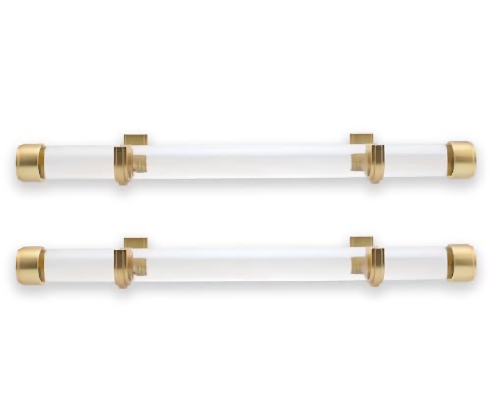 BlastHome 17in Acrylic Curtain Rod Set Brushed Gold Side Mount Set of 2