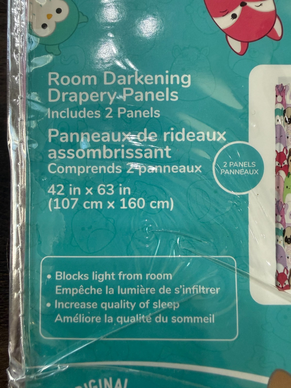 Squishmallows Room Darkening Drapery Window Curtain Panels 2pc 42×63