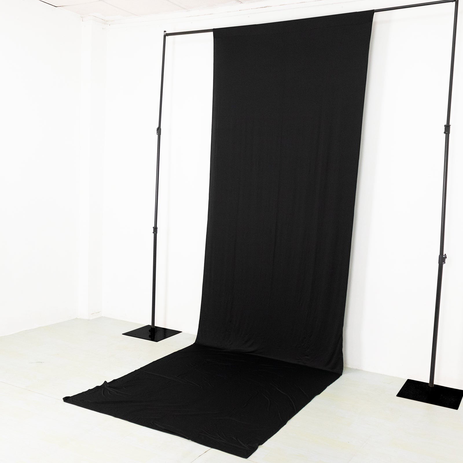 16 ft BLACK 4-Way Stretch Spandex Divider Backdrop Curtain Party Wedding