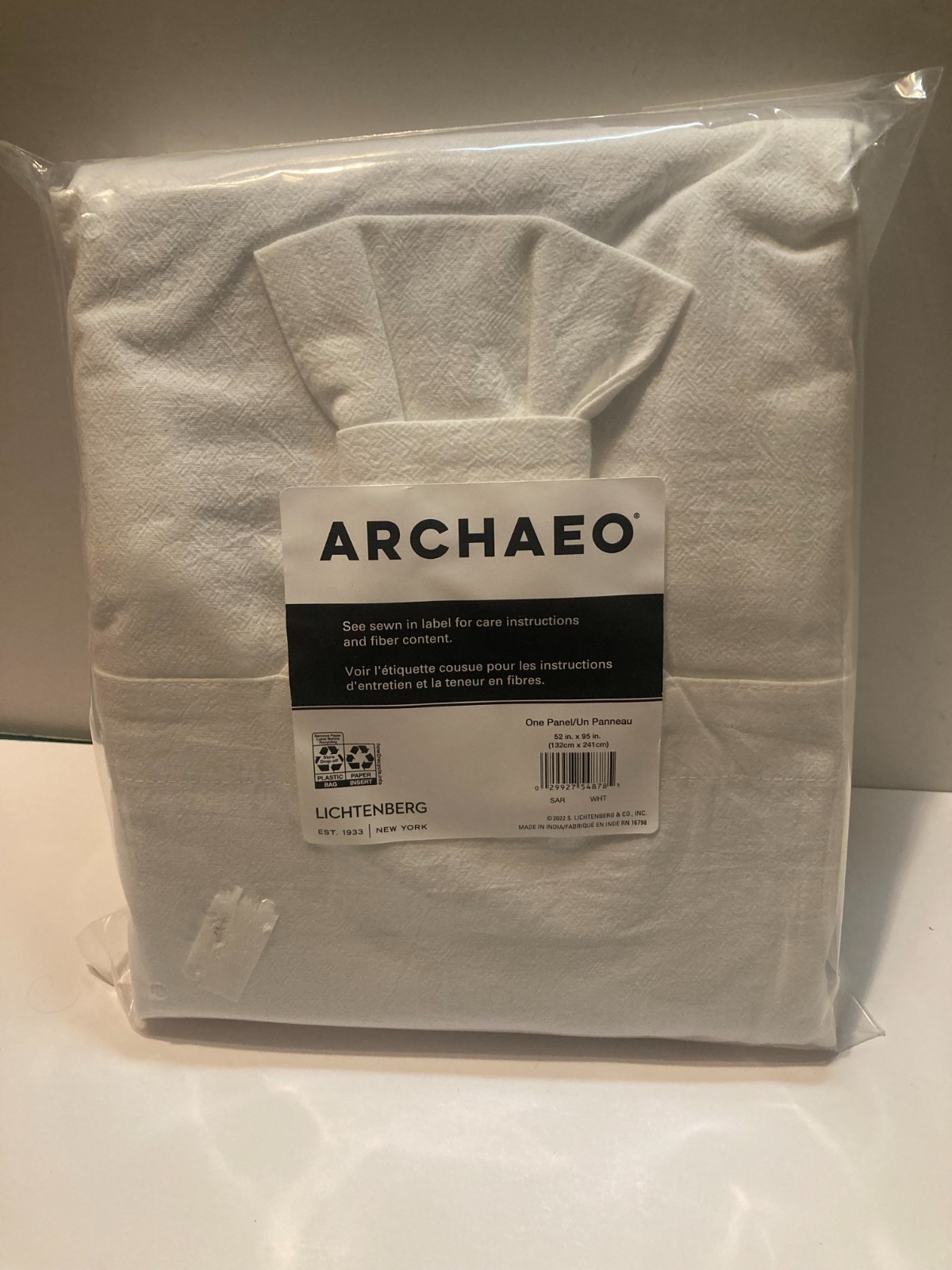 NEW Lot of 2 Archaeo Lichtenberg White One Panel Curtain 52″ x 95″