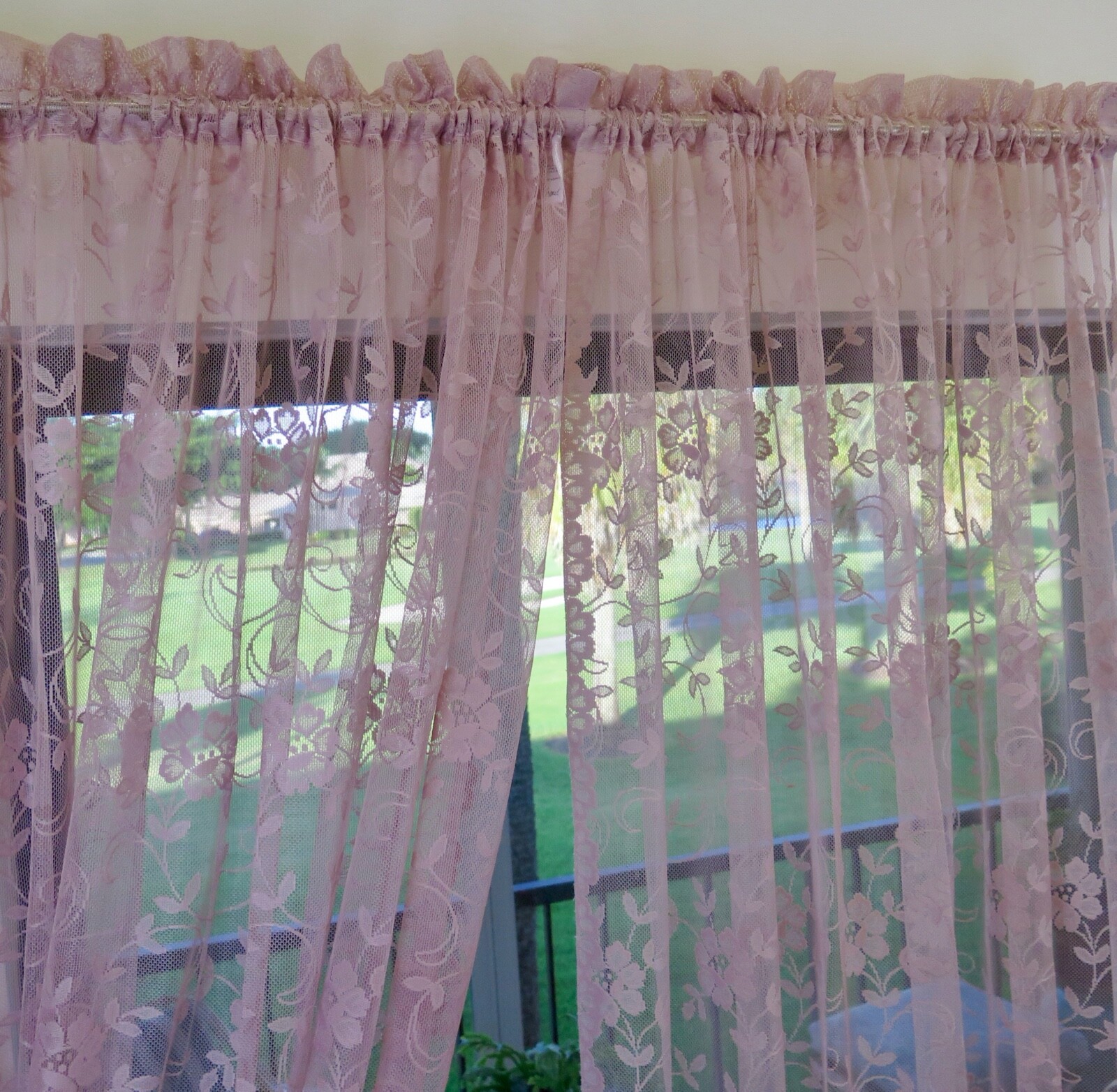 Shabby Chic Floral Lace Window Curtain Panels/Balloon Curtains Separate Valances