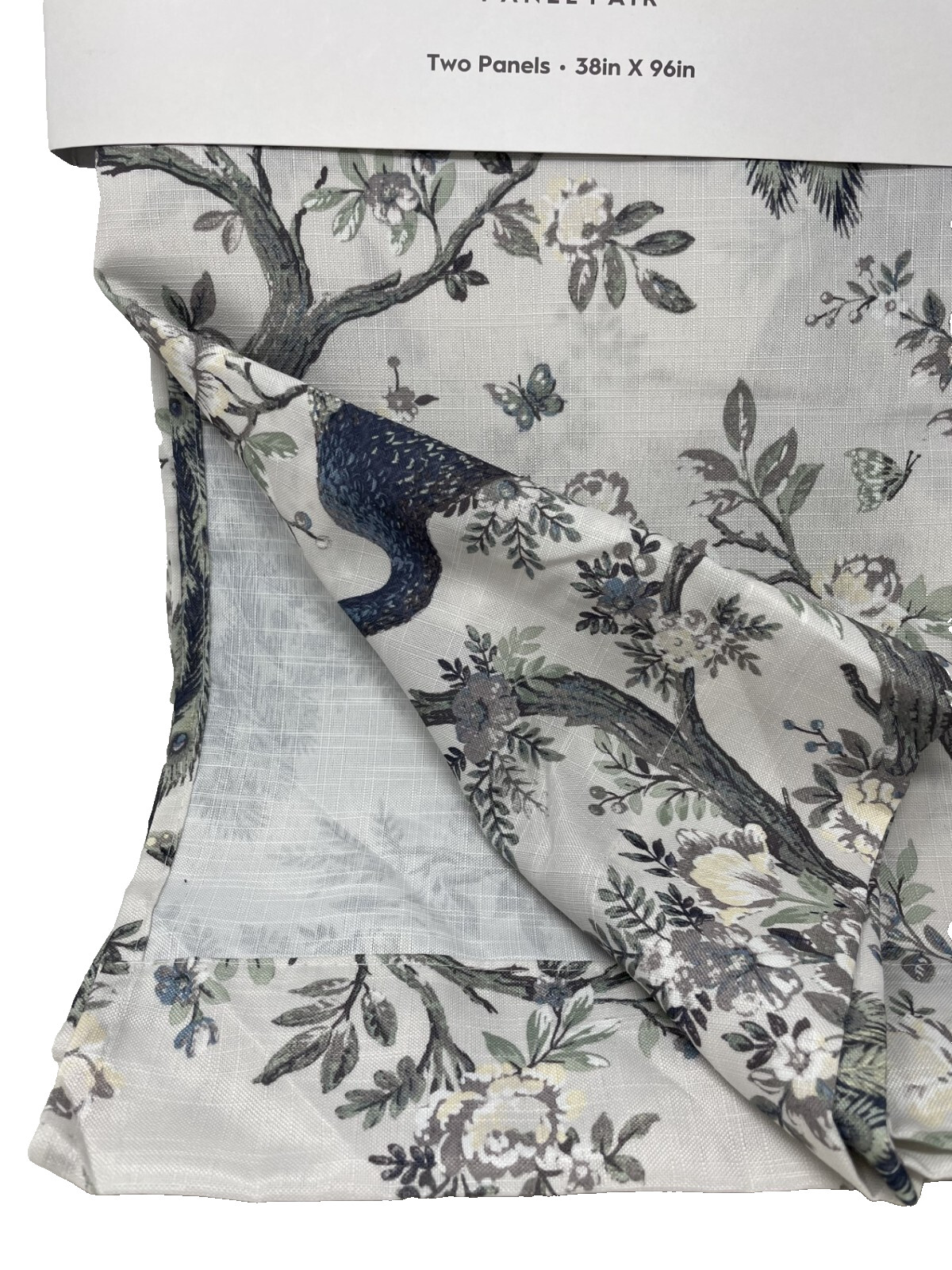 New Laura Ashley Belvedere Peacock Drapes Curtains 38 x 96 Set of 2 ~Navy~Blue~