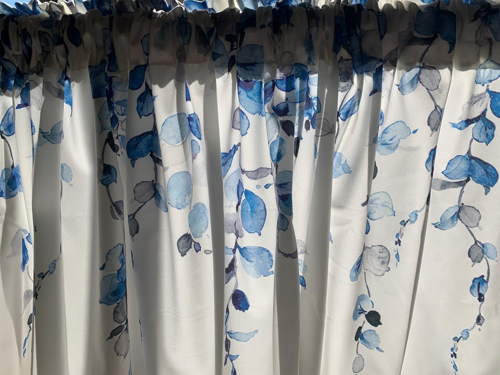 2 Pack Blue Leaves Window Valance for Bedroom Living Room, Leaf Vine Plant Cu…