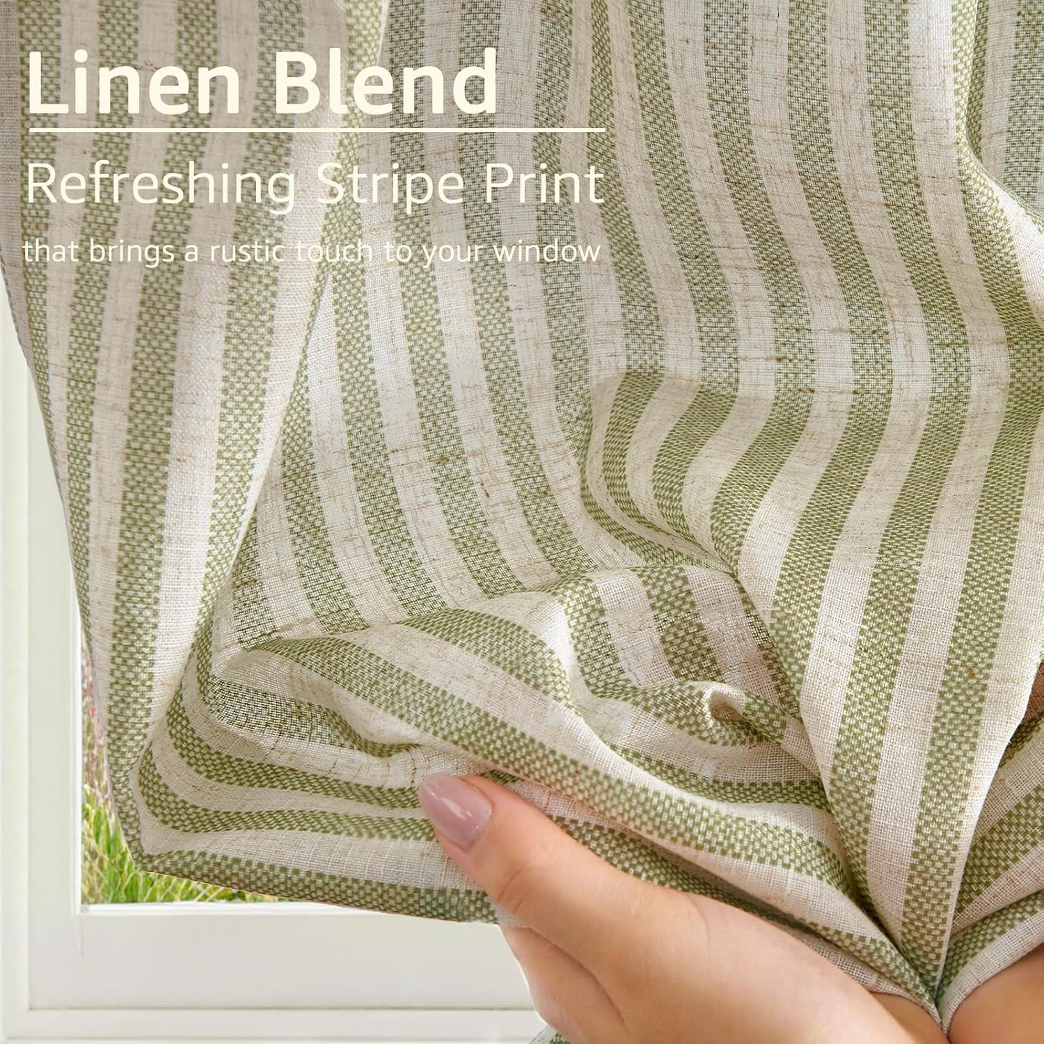 JINCHAN Kitchen Curtains and Valances Set Striped Tier Curtains Ticking Stripe L