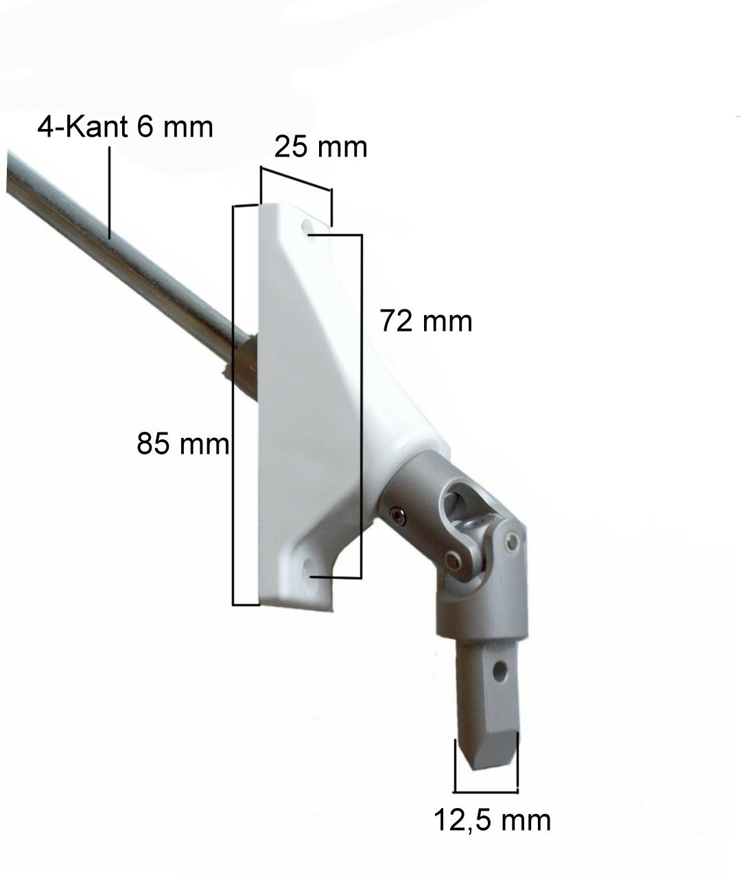 Roller Shutter Crank Joint Crank Joint 25×85 4-K 6mm 90° Crank Rod Clips White GE
