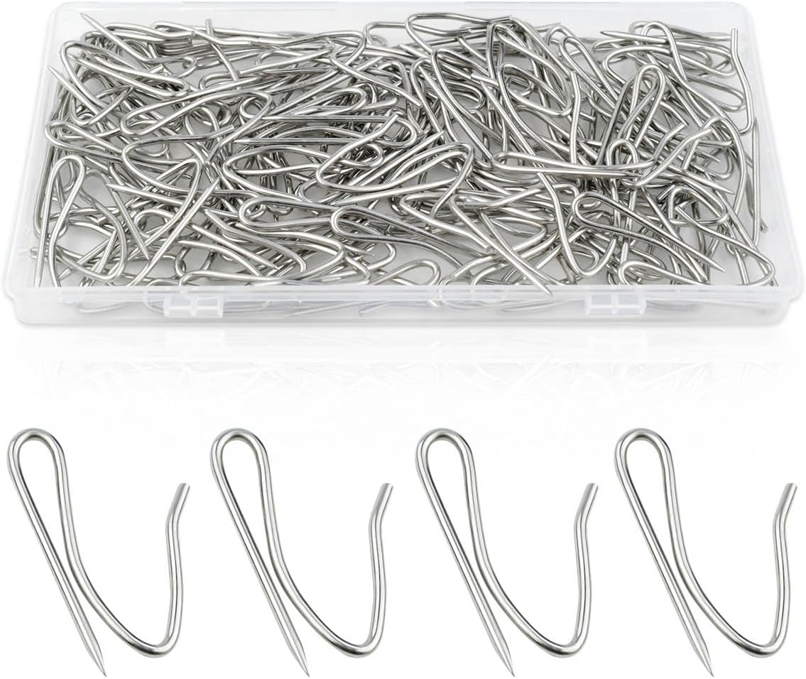 100PCS Stainless Steel Curtain Hooks Drapery Pins for Pinch Pleat Drapes