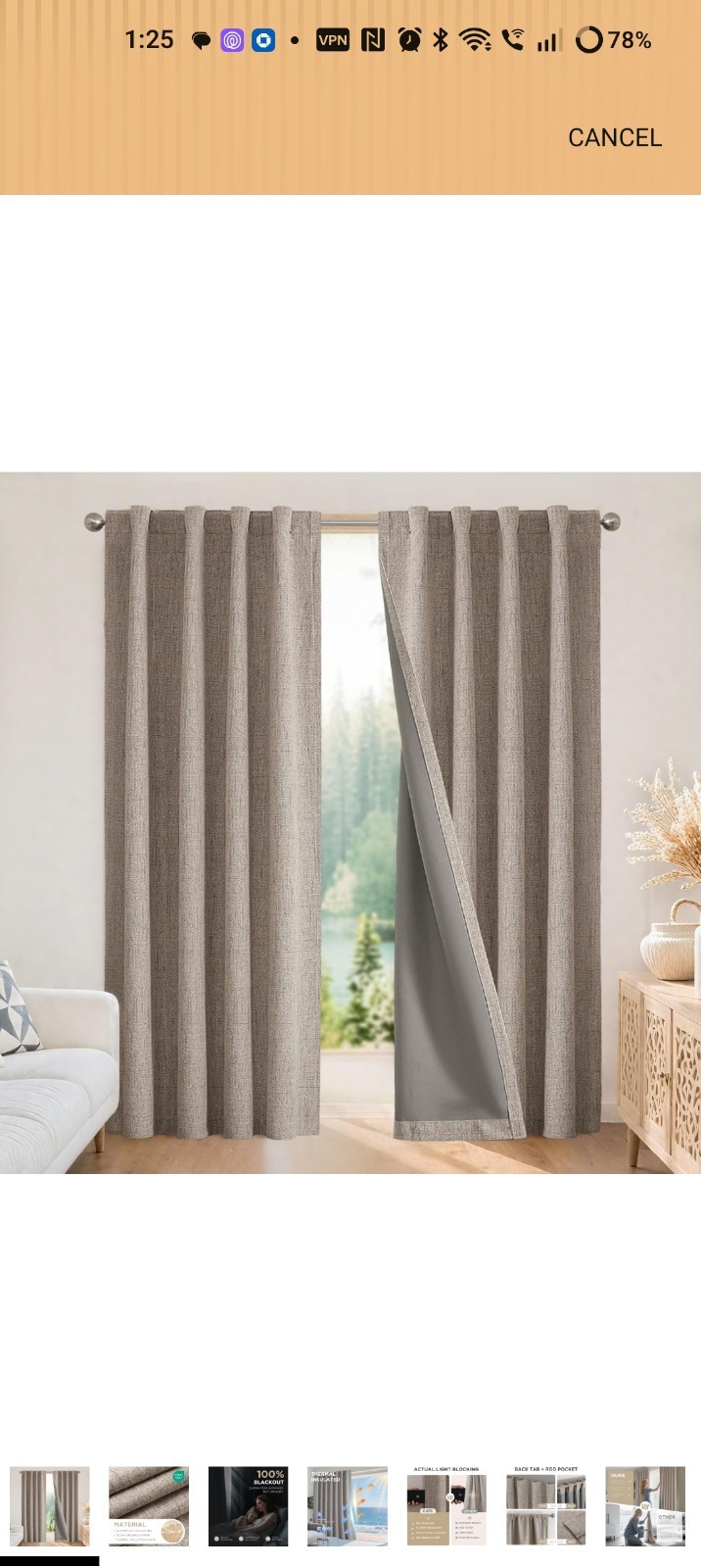 Joydeco Blackout Linen Curtains, 52″W x 96″L, Set of 2 — Thermal insulated