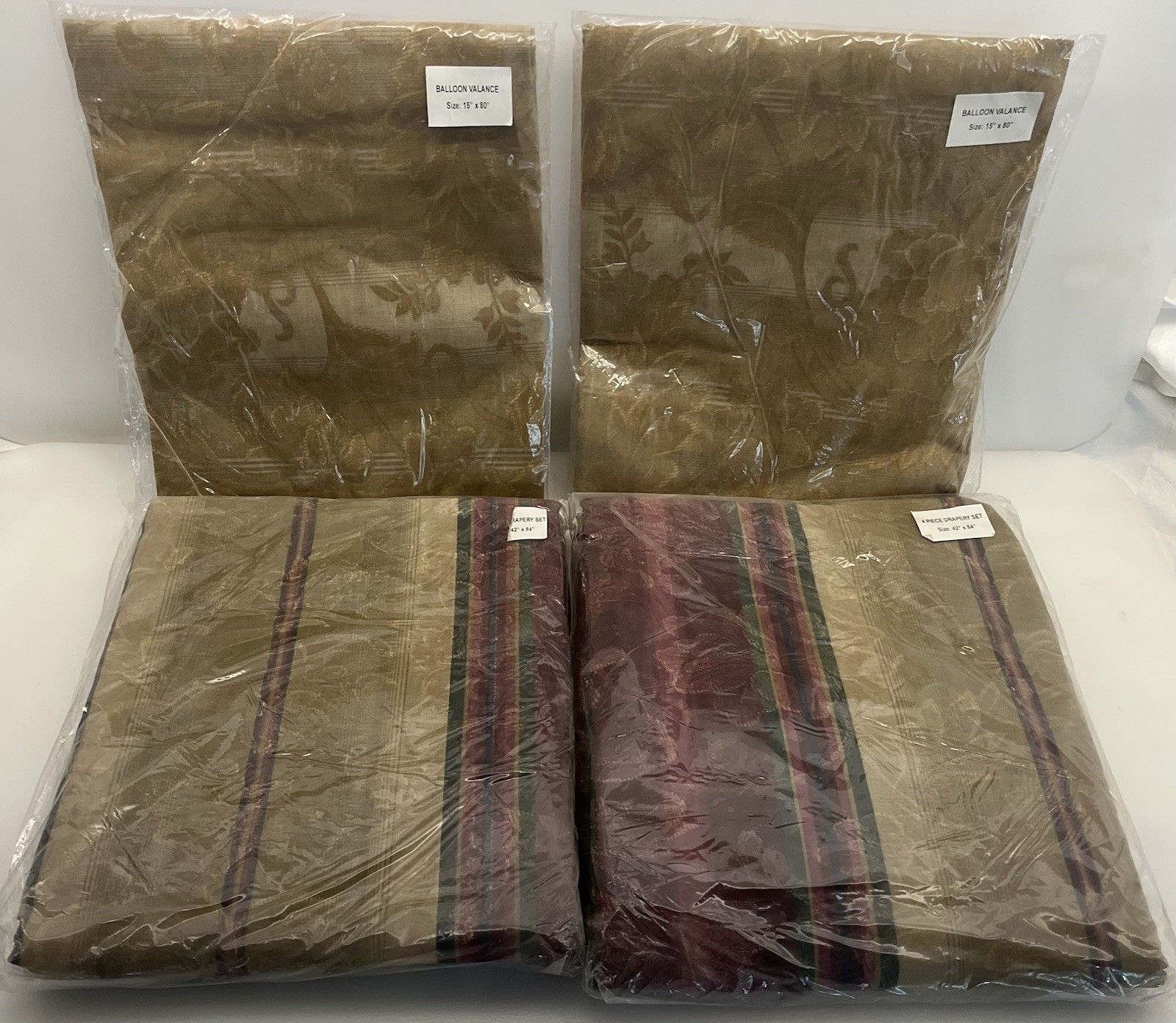 LOT of 2 single Curtain Panel 42x 84 with 2 Balloon Valance 15×80