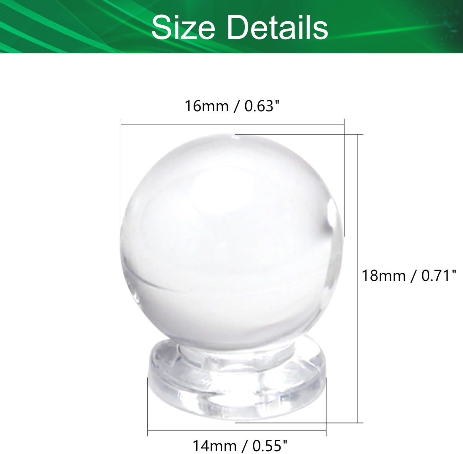 6PCS Self Adhesive Clear Acrylic Cabinet Knobs Stick On Drawer Pull Handles 16mm