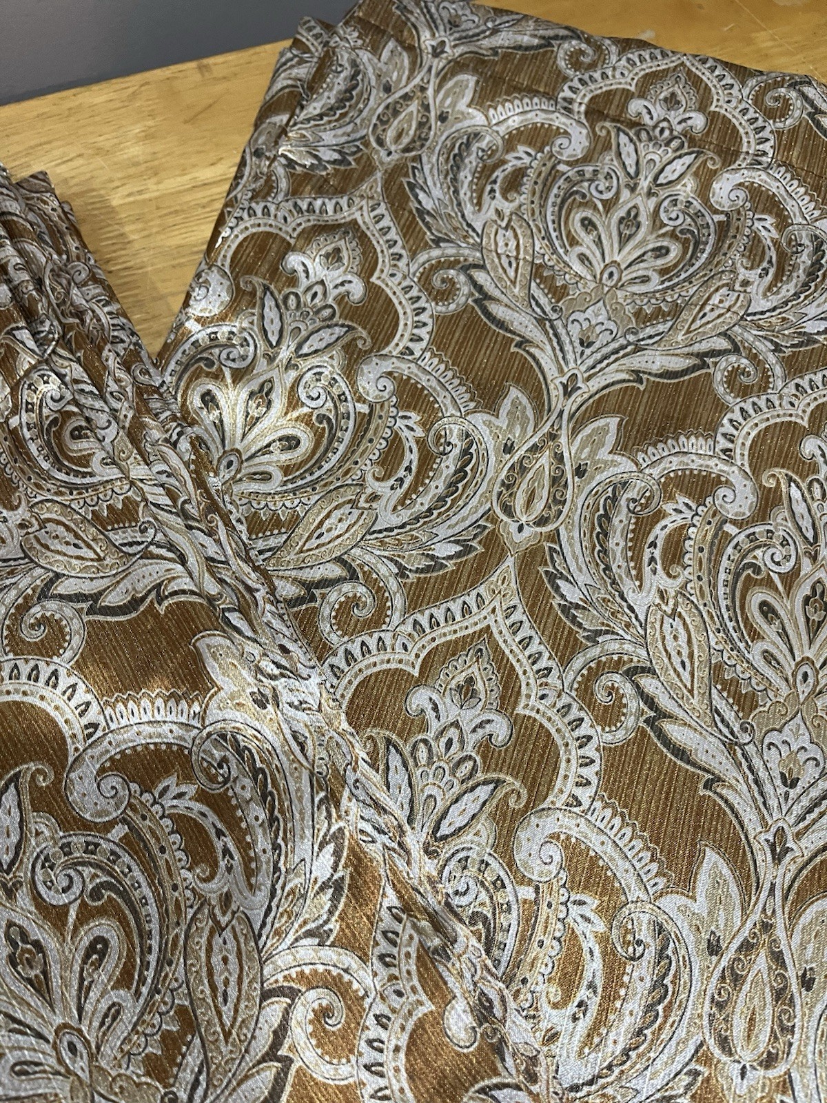 JCPenney Home Jacquard Copper Curtain (2) Panels 54×84” Art Deco Baroque