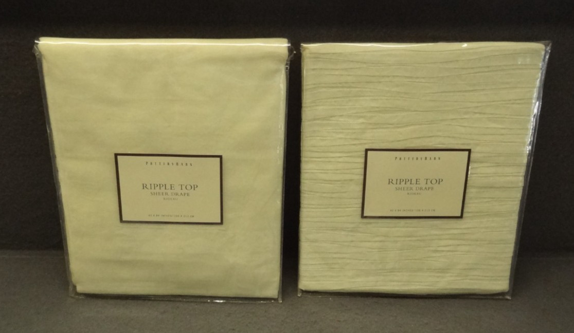 NEW (2) Panel Pottery Barn Ripple Top Sheer Drape Curtain Rideau 42×84 VTG PAIR