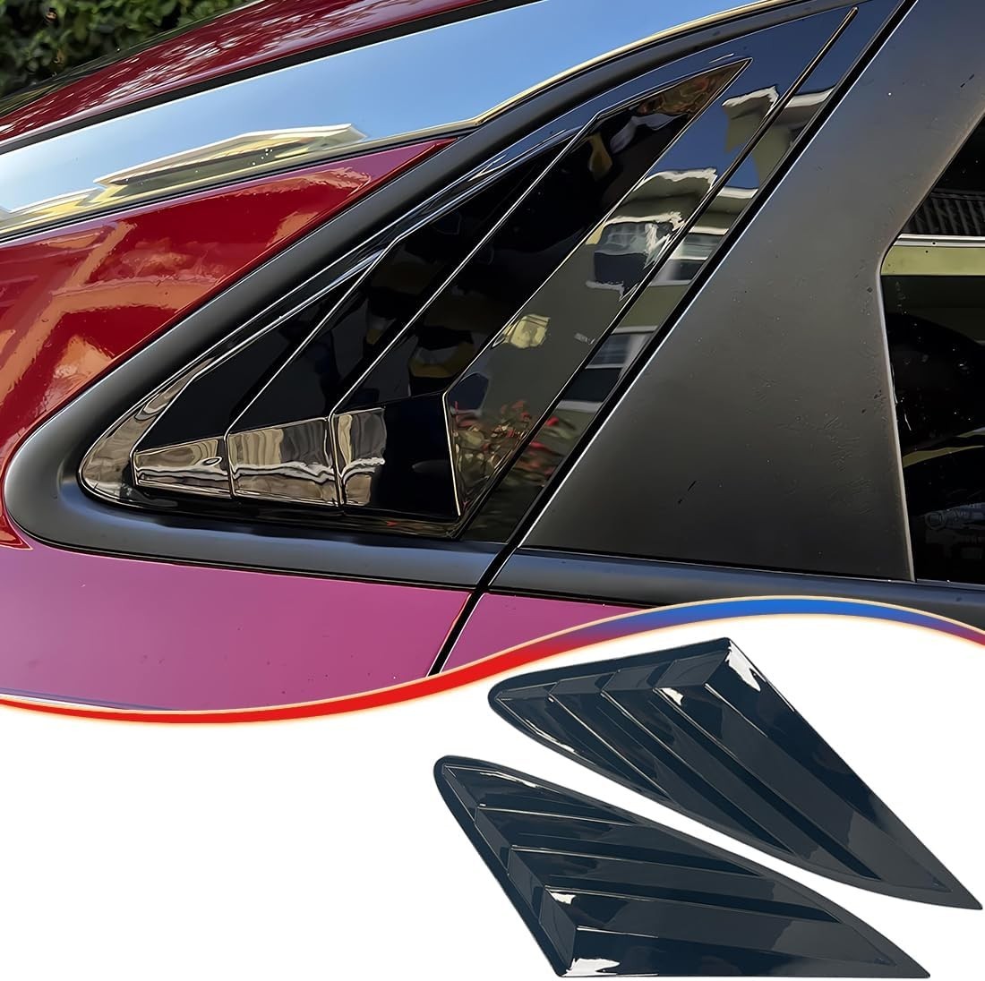 Window Louver， 2Pcs Side Vent Window Louvers for 2021-2025 KIA K5 Bright Black