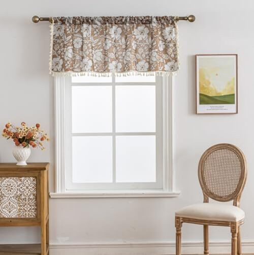 Boho Valance 18 Inch Single Boho Kitchen 52″W x 18″L (Pack of 1) Mustard
