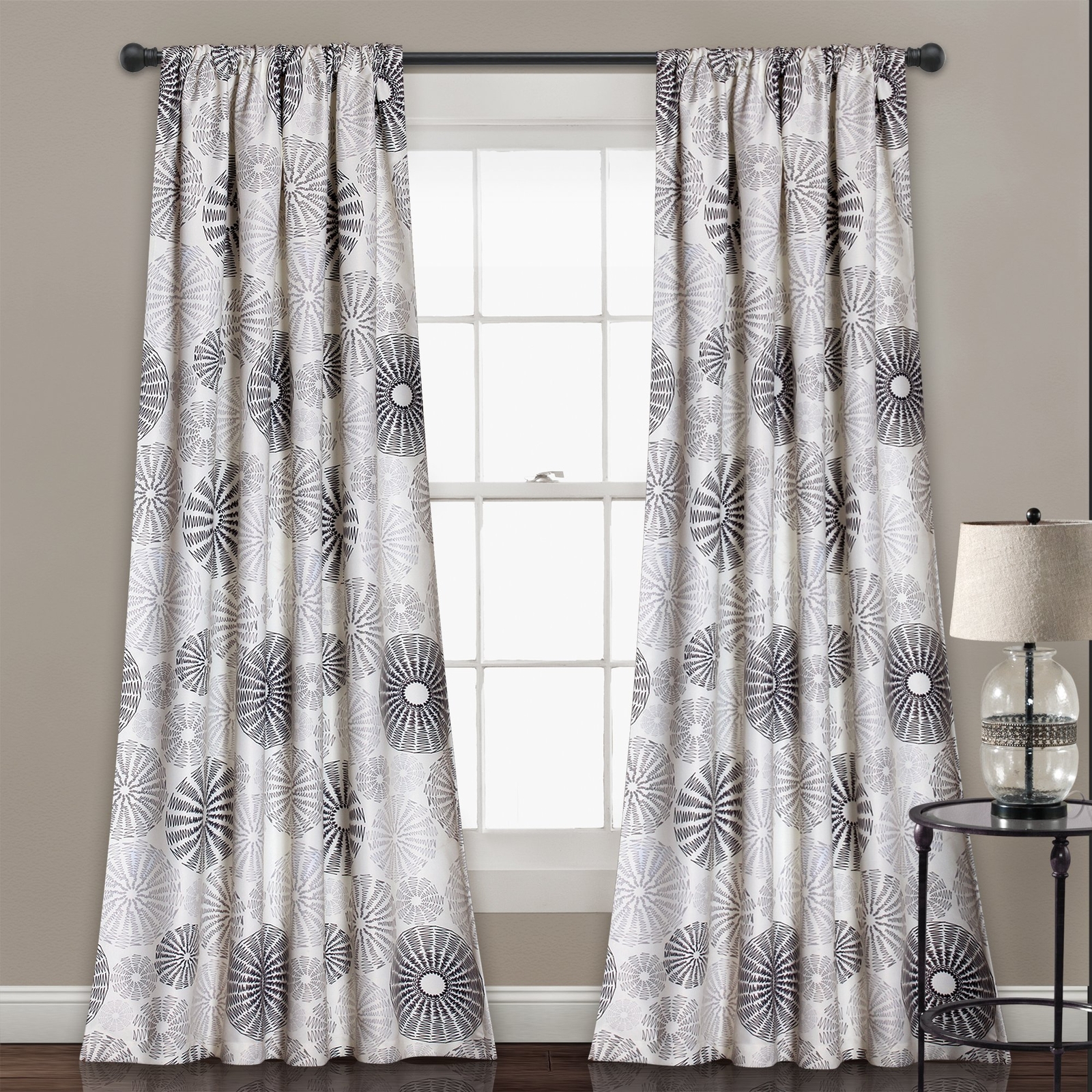 Multi Circles Light Filtering Window Curtain Panel Pair 84″ X 52″ Char