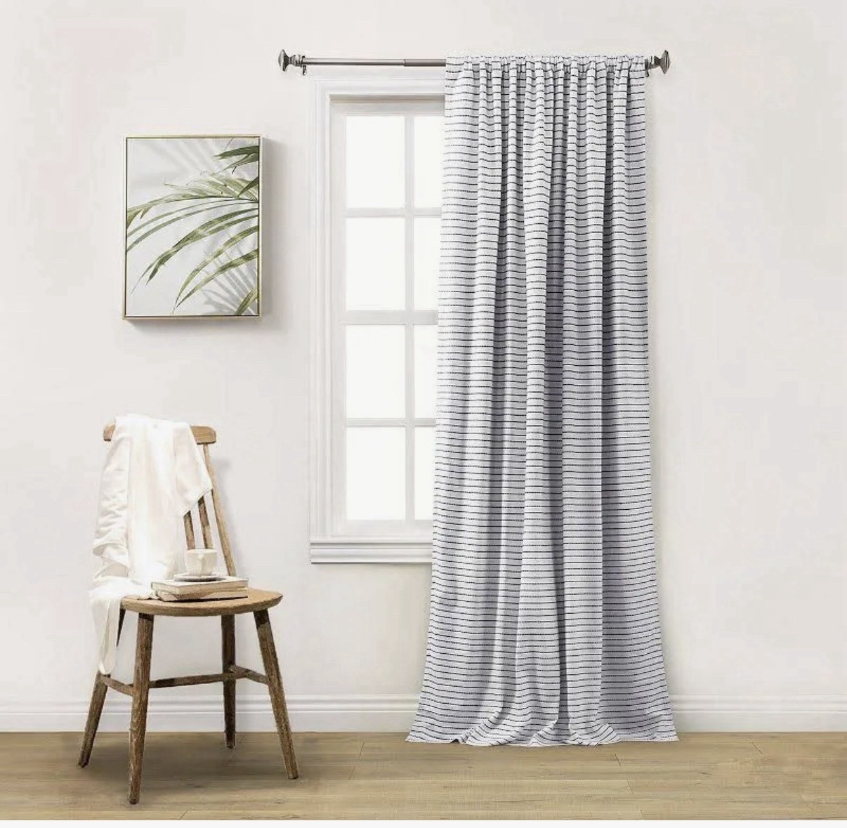 B Smith 2 Navy/White Striped Baldwin Cotton Blend Curtain Panels 52” x 84”