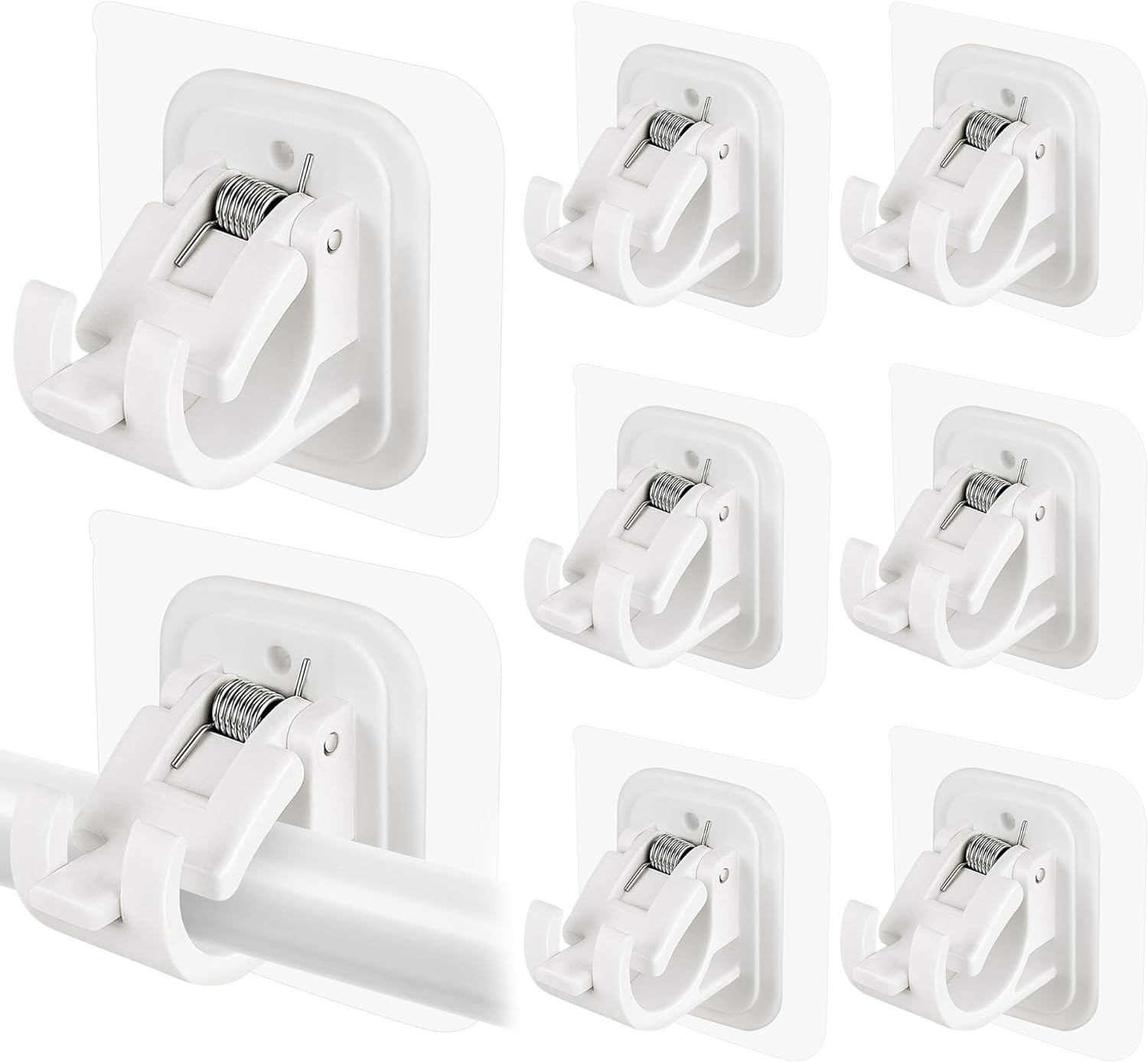 14PCS No Drill Curtain Rod Brackets No Drilling Self Adhesive Curtain Rod Holder