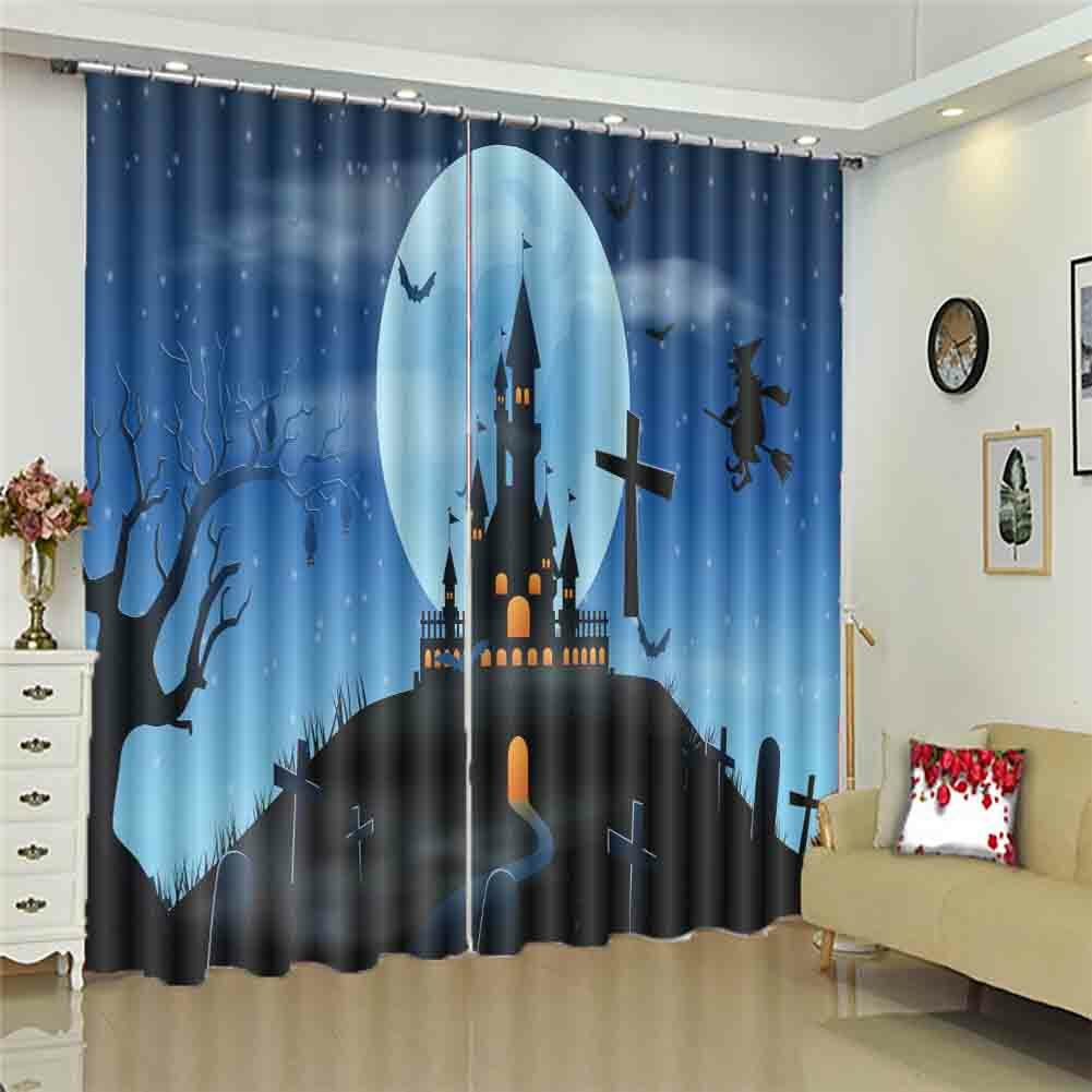 Angle Illusion Moon 3D Curtain Blockout Photo Printing Curtains Drape Fabric