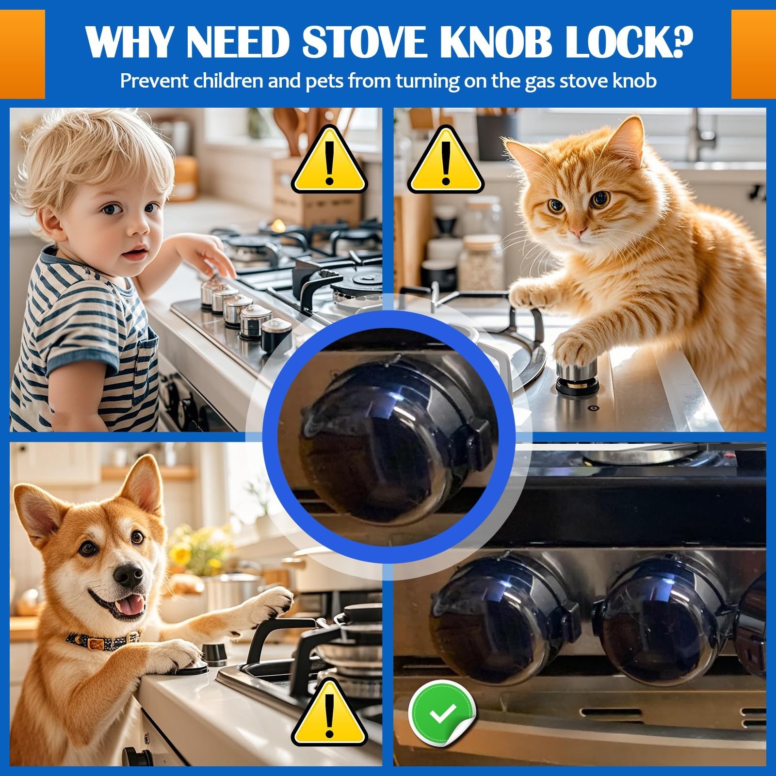 Stove Knob Covers, Black, 5 Pack Black-5 PACK