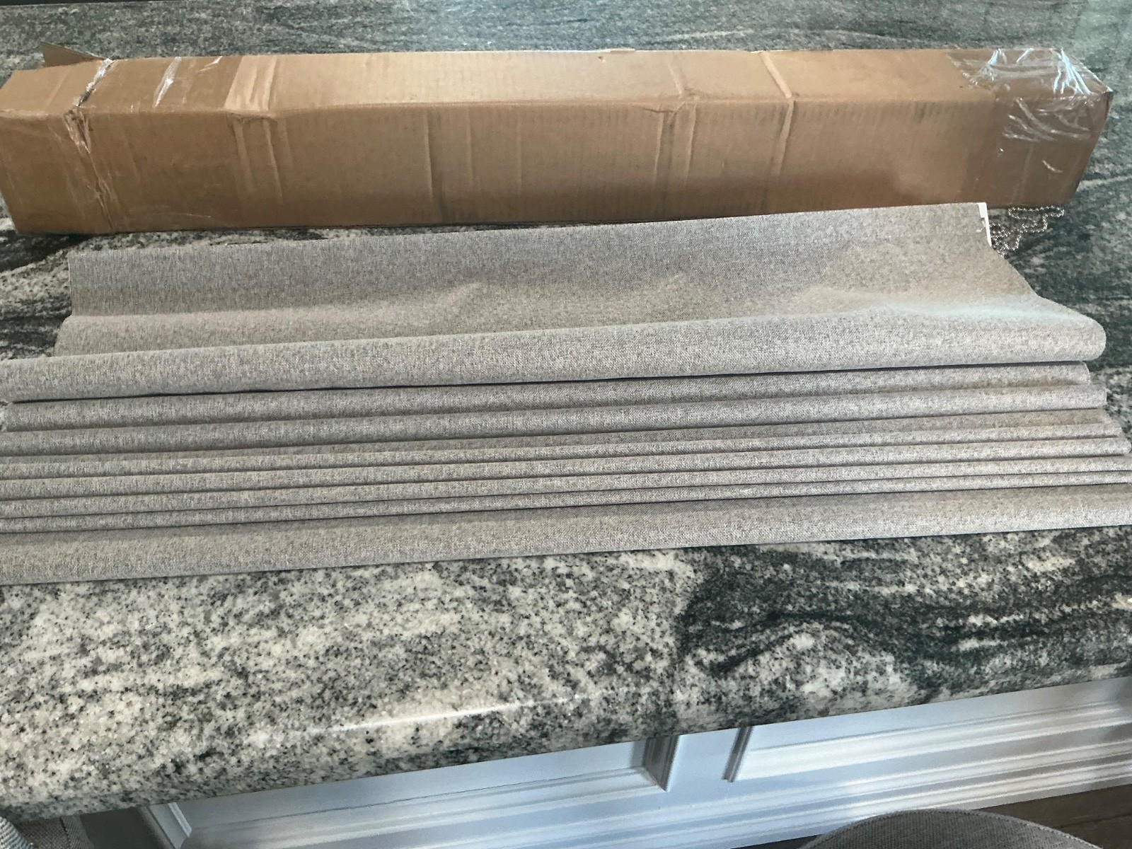 NEW Blackout Roman Shades Gray Linen, Room Dark, Thermal, Outside Mount 27w 67 h