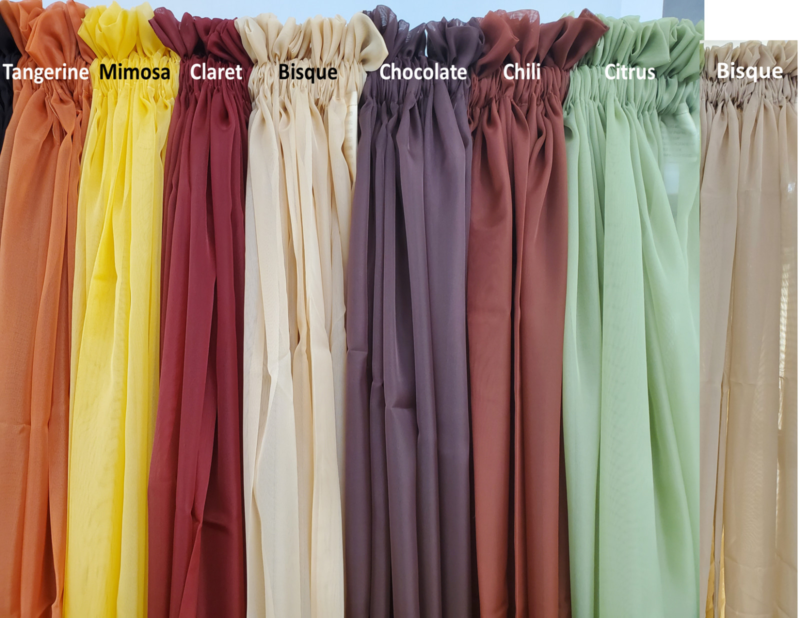 Elegant Sheer Voile Panel Pairs 120” Wide by 63, 84”, 95”, 108”, 120”L