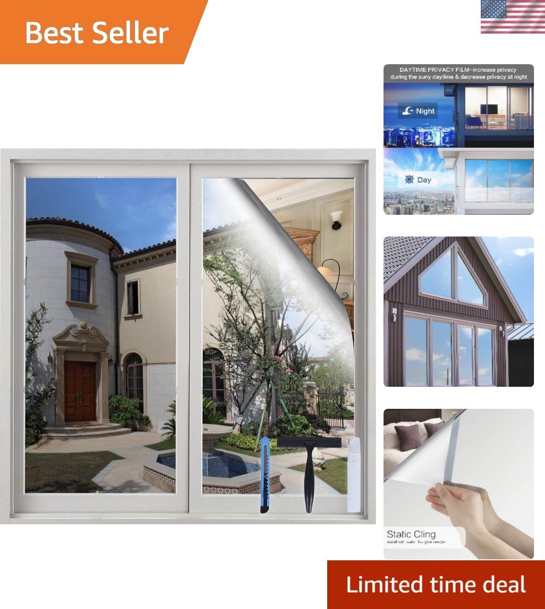 One Way Window Privacy Film with Installation Tools, Sun Blocking Window Tint…