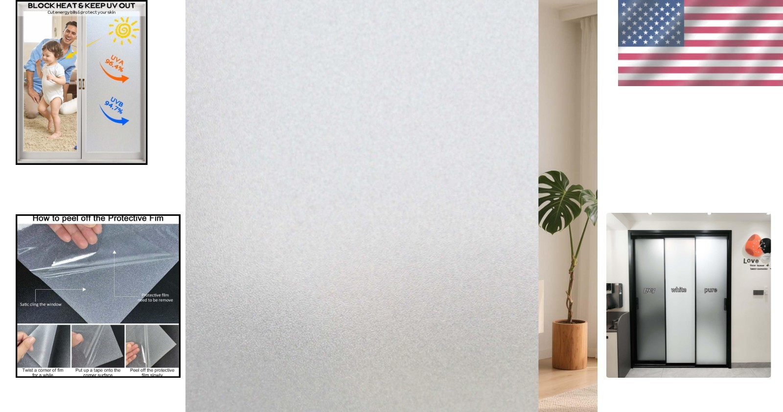 17.5×78.7 Inch Decorative Window Film – Easy Install Privacy Film for Renters