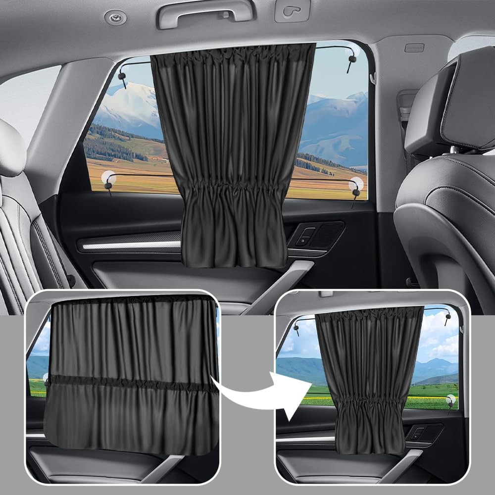 2PCS Car Window Sun Shades Suction Cup Side Window Cover Privacy UV Block