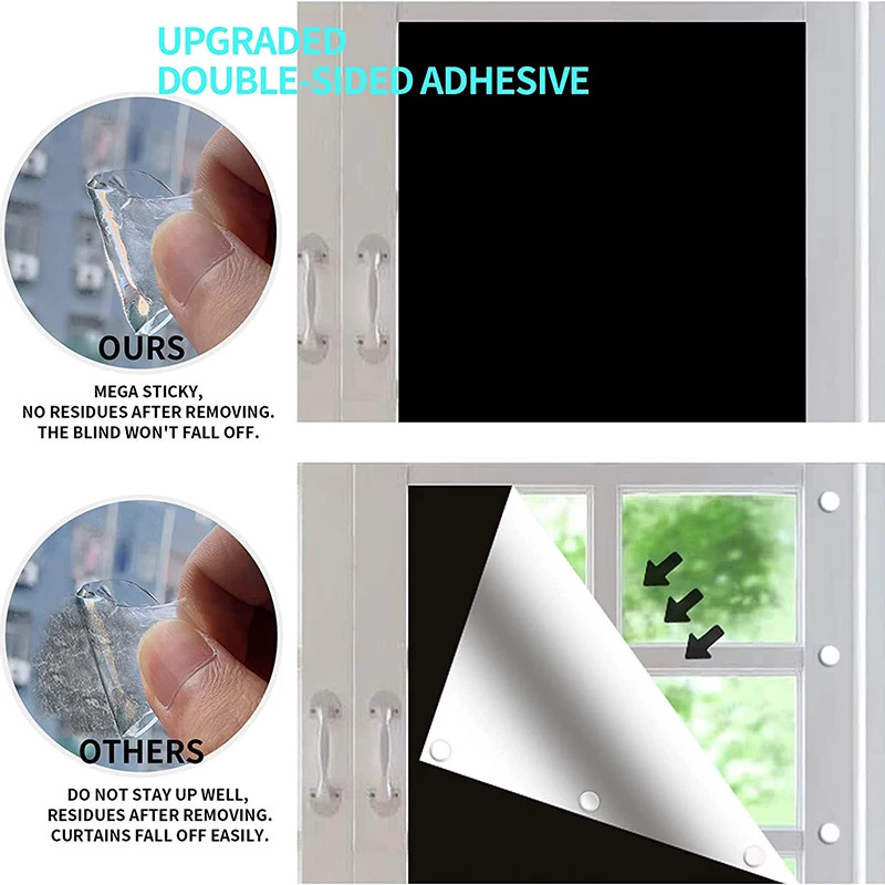 Self-Adhesive Pleated Blinds Half Blackout Windows Curtains for Kitchen Bathroom