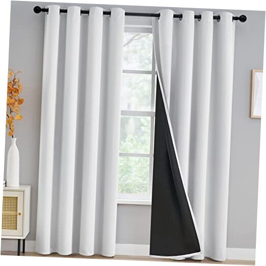 100% Blackout Curtains for Bedroom – Triple 52″W x 96″L (Pack of 2) Off White