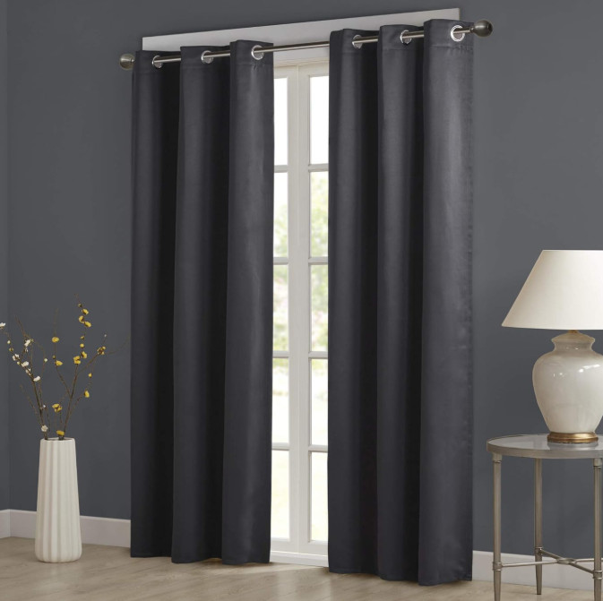 SunSmart Total Blackout Curtain Panel Pair with Grommets, Energy Efficient Drape