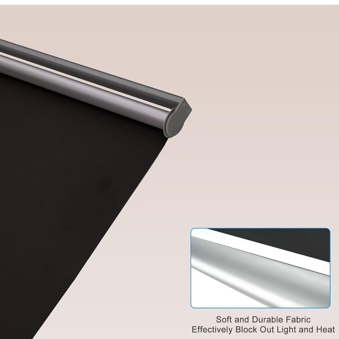 Myshade Free-Stop Cordless Room Darkening Roller Shade 30″W x 72″H Black