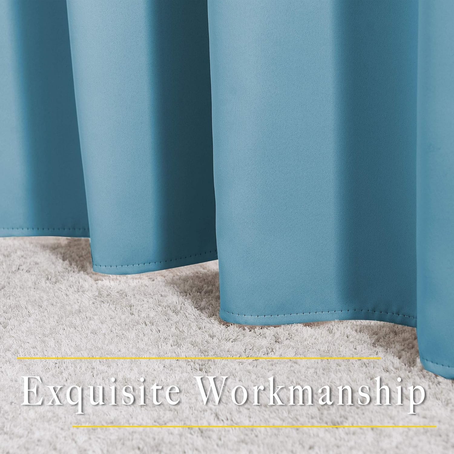 Room Darkening Curtain Panels – 52 inches W x 120 inches L, Teal Blue, 2 Pane…