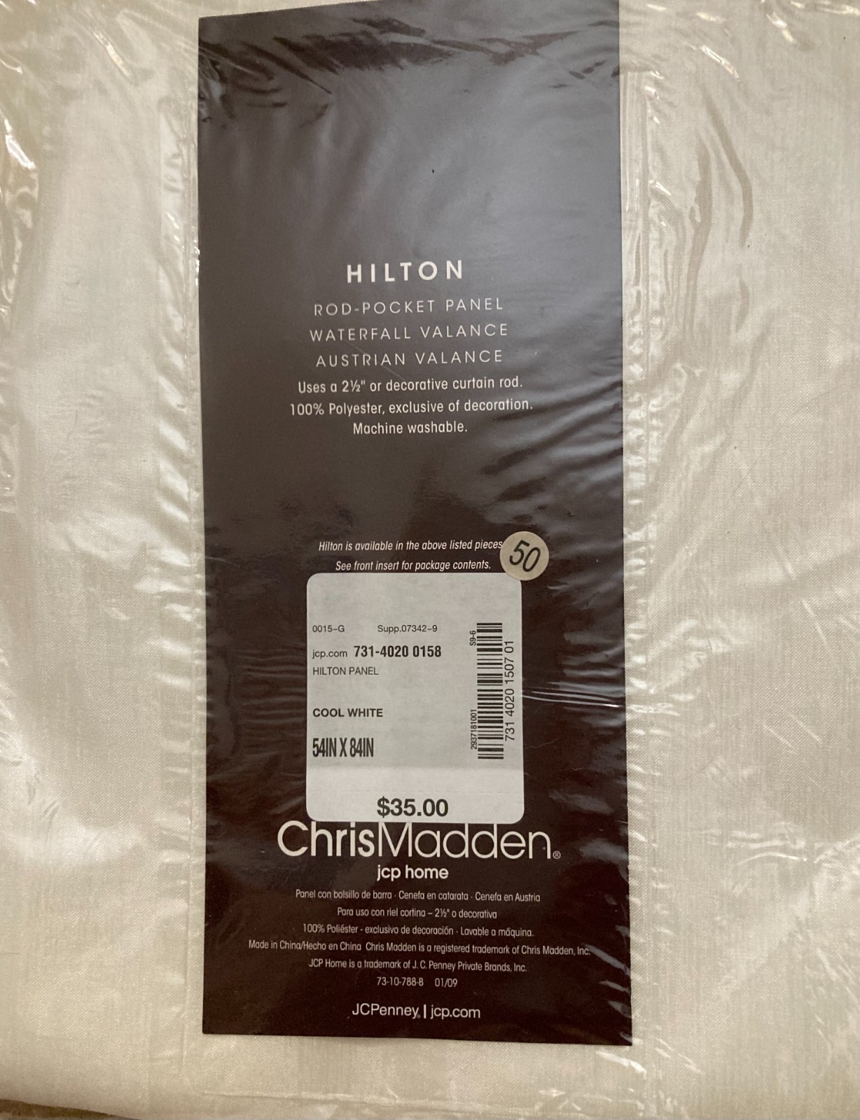 Two CHRIS MADDEN Hilton Rod Pocket Panels each 54″ x 84″ Color: Cool White NIP