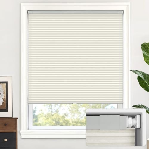 Cordless Cellular Shades – Light Filtering Honeycomb Pleated Blinds 23″ x 64″ Do