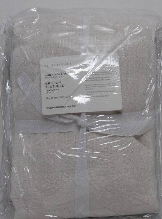Pottery Barn Brixton Unlined Textured Curtains, 50″ x 96″ Heathered Oatmeal NWT