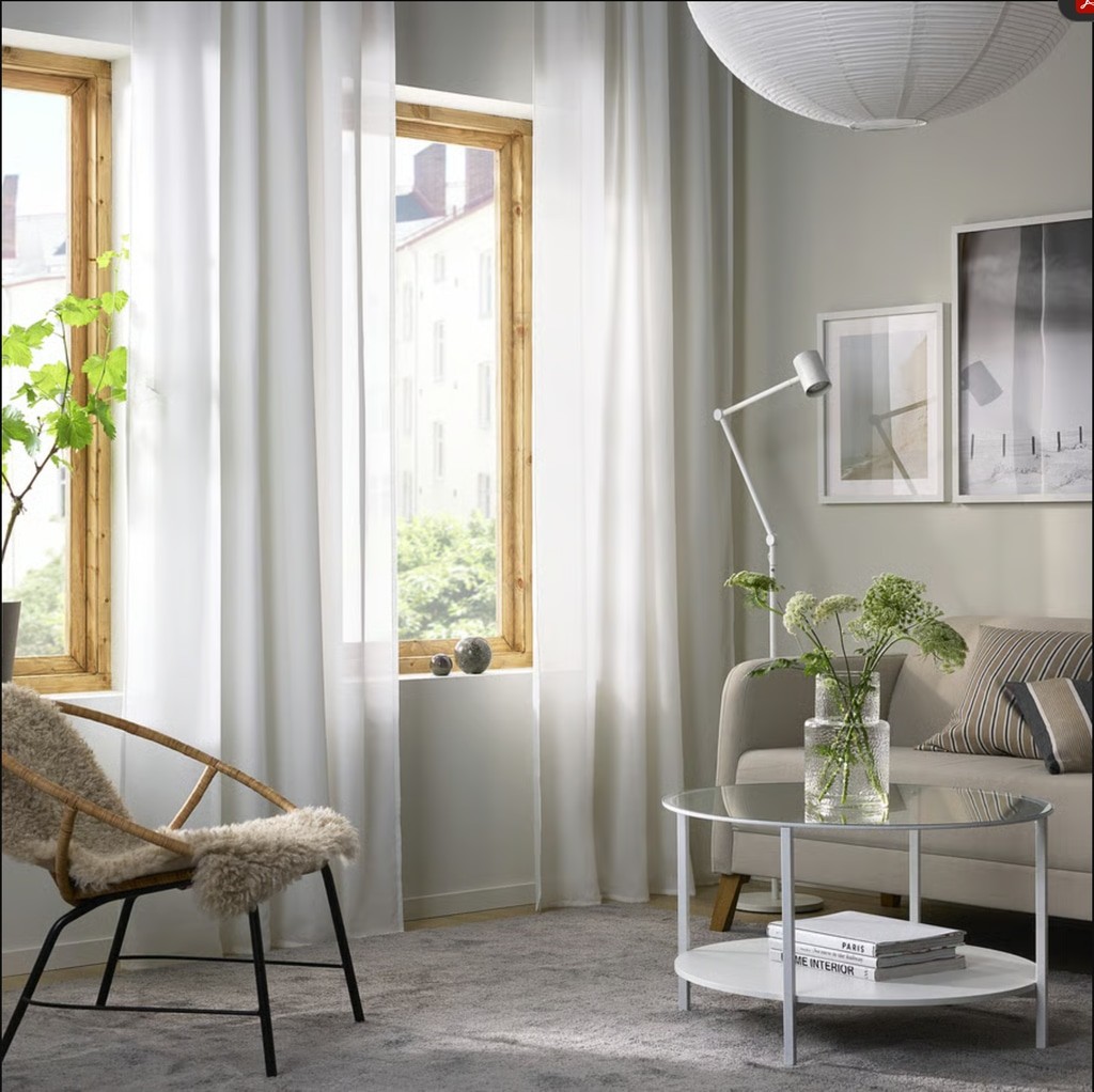 IKEA HILJA White Sheer Curtains 57×98 inches