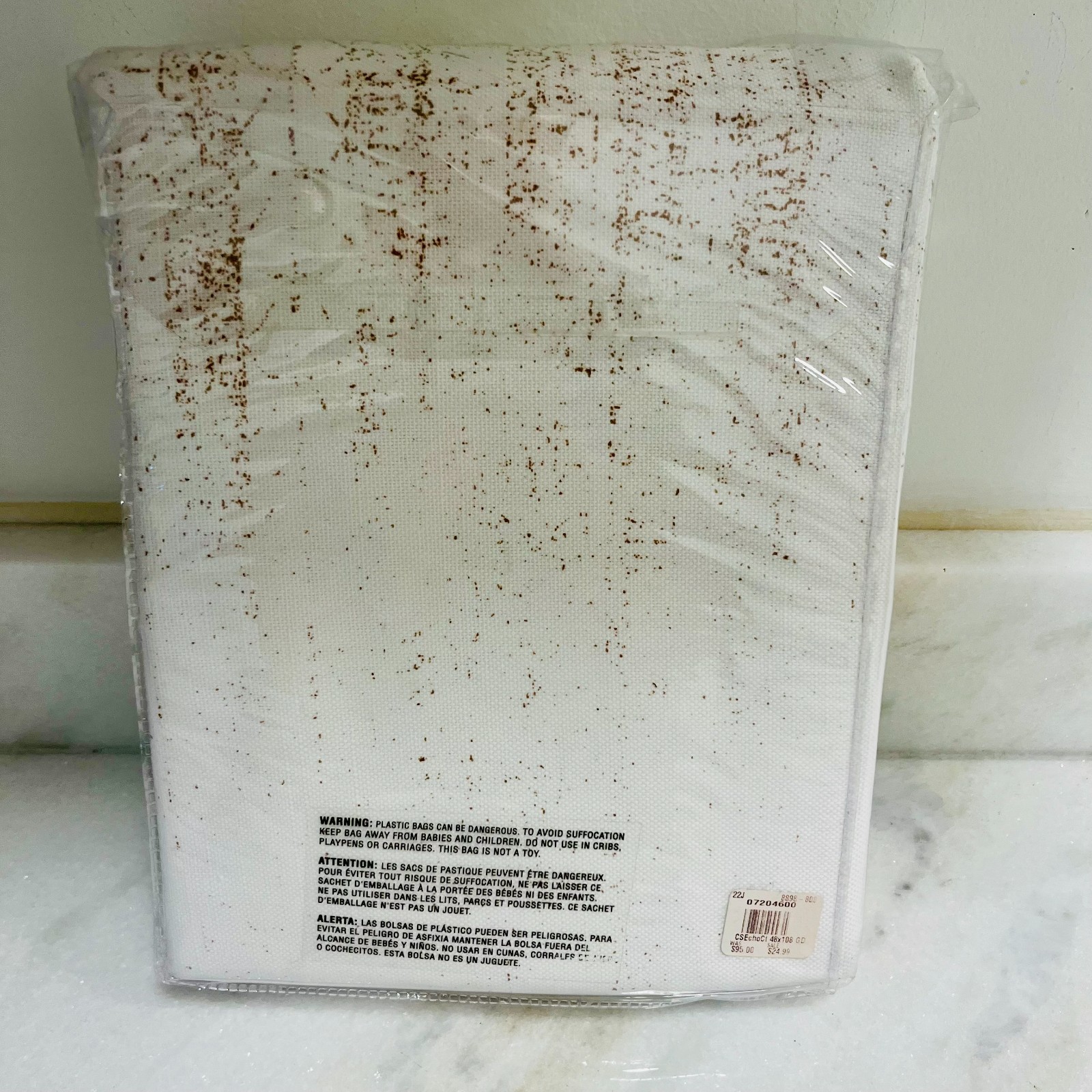 Brand New West Elm Set of 2 100% Cotton Echo Print 48x108in. Hidden Tab Curtains
