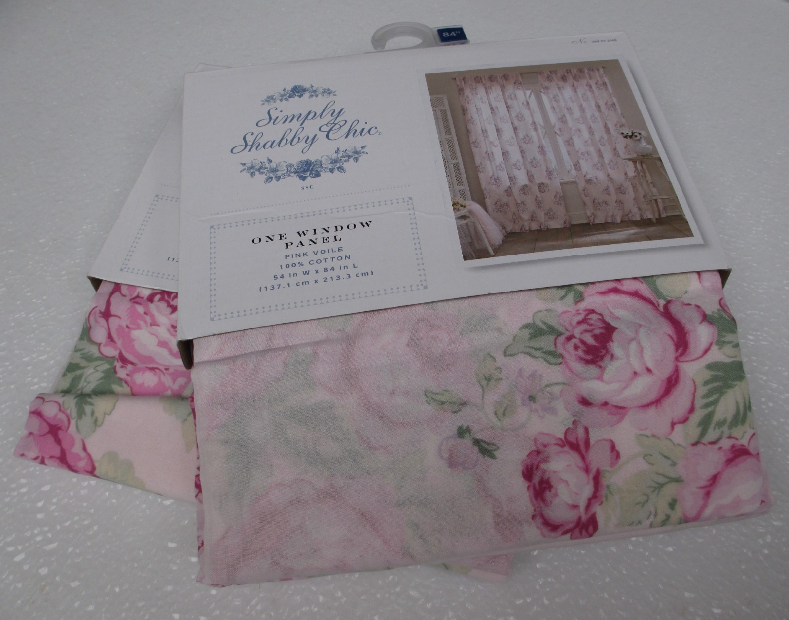 Simply Shabby Chic Pink Voile Cabbage Rose Floral Panels Curtains Drapes Pair