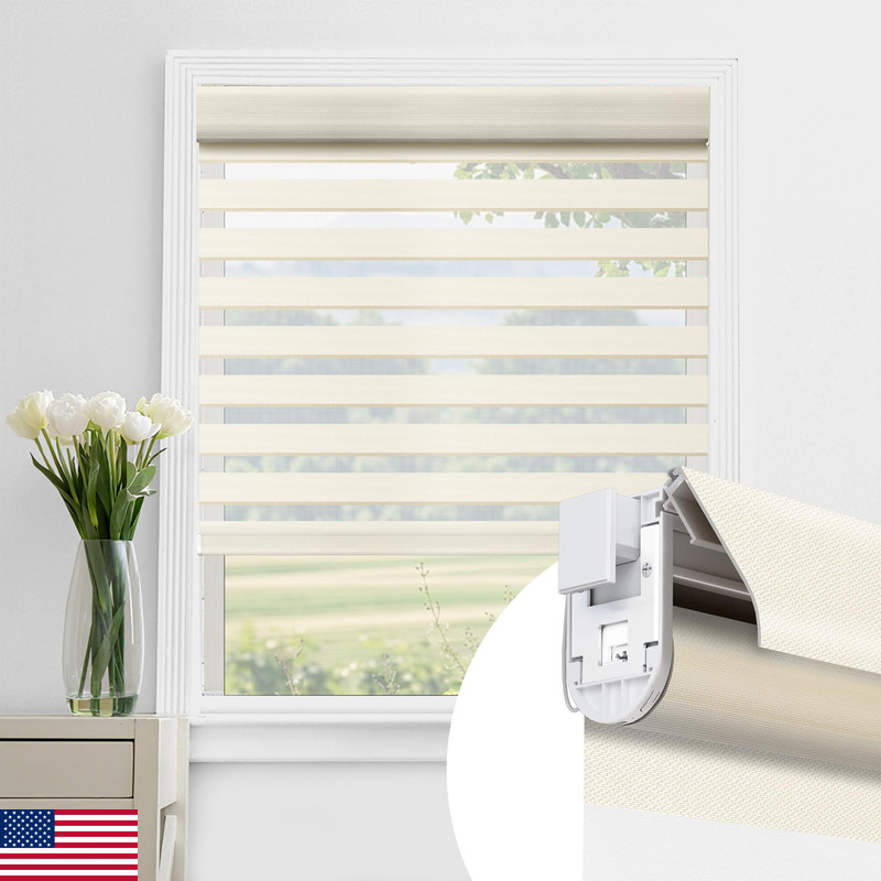 Allesin Zen No Drill No Tools Cordless Zebra Blinds Renter Friendly Dual Layer