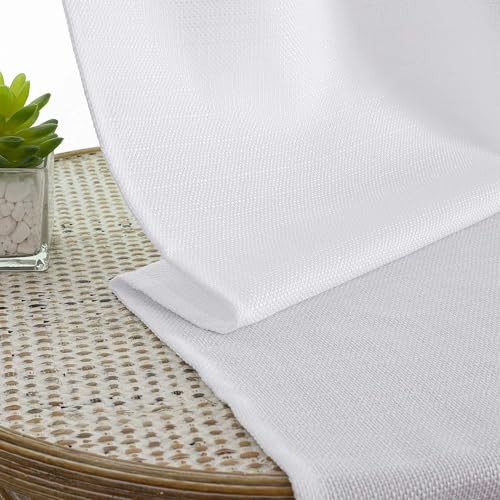 Kitchen Curtains 36 Inch Length 2 Panels, Light 30″W x 36″L (Pack of 2) White