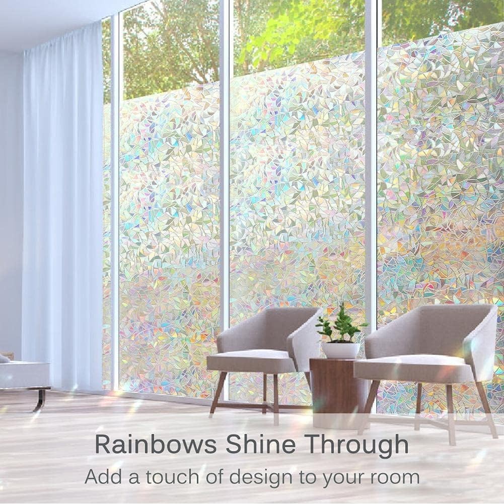 Reusable Rainbow Window Film – 17.5 x 78.7 Inches, UV Blocking & Easy Removal