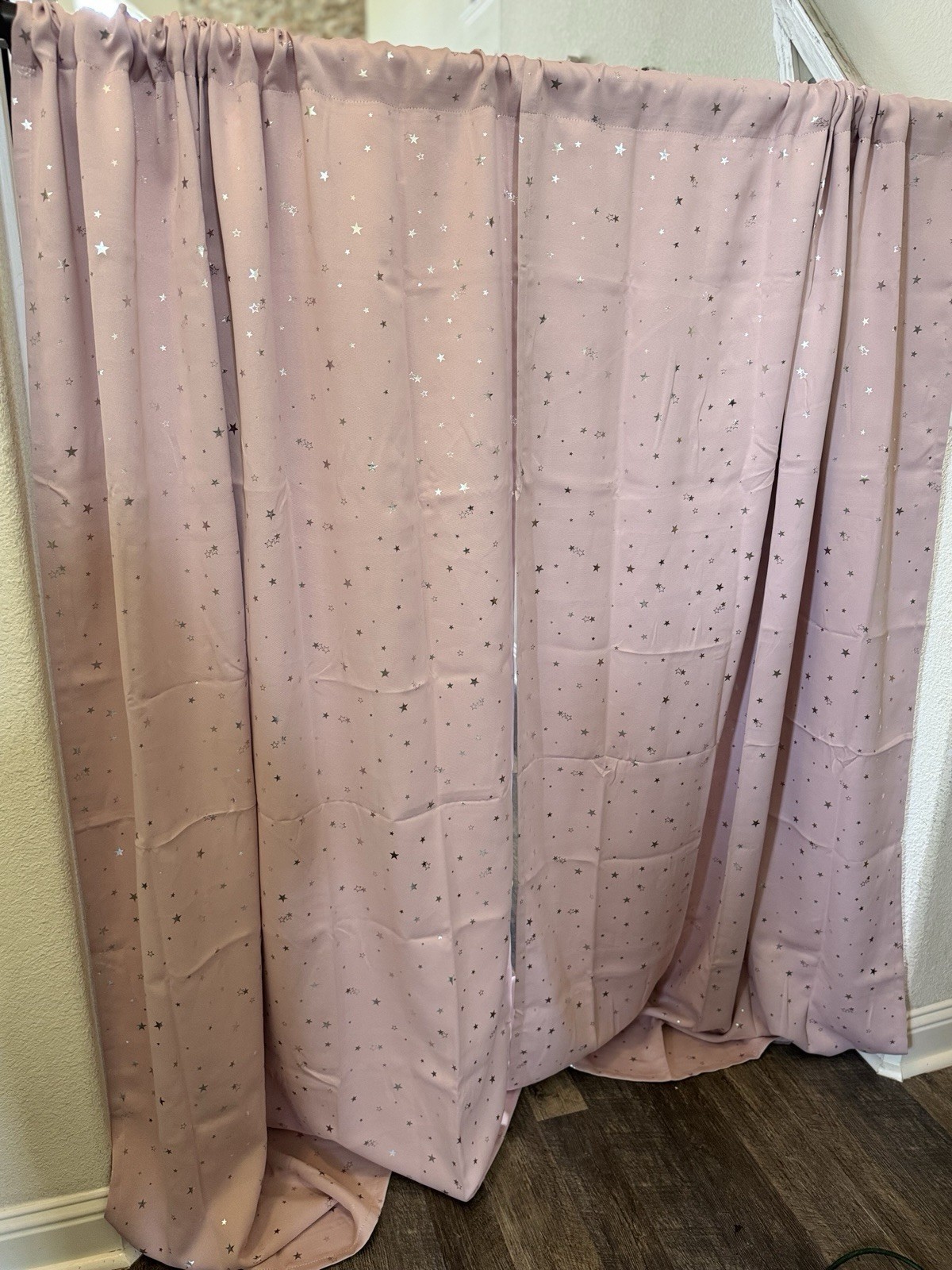 BGment Pink Silver Star Blackout Curtain Panels 51.5 x 84 Set of 2 Rod Pocket