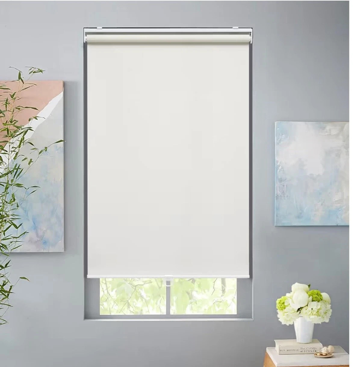 AOSKY Cordless Roller Shades Blackout Blinds – Ivory – 36”W x 72”H