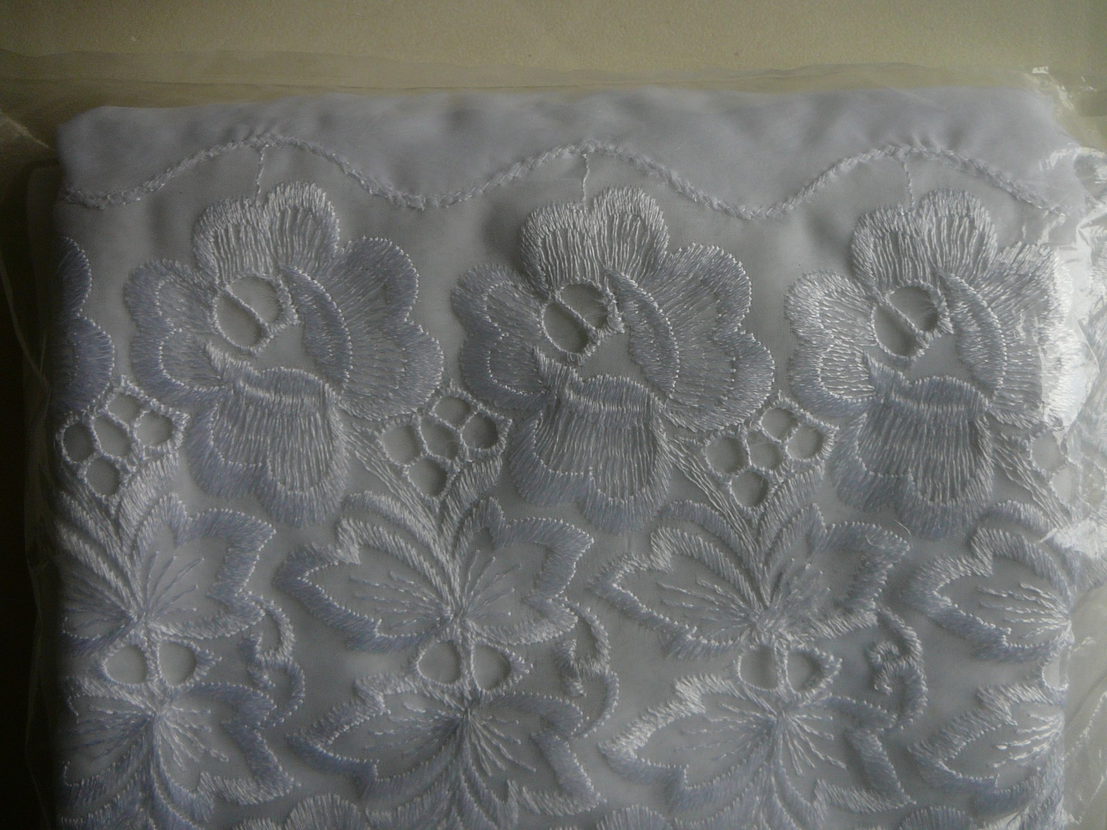 Embroidered Polyester White Lace Lisbon Style Curtain Made In Spain-60″ x 84″