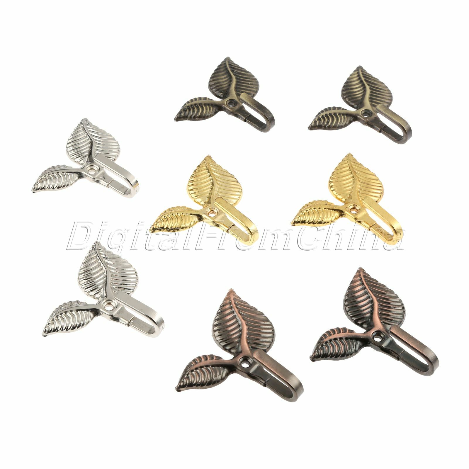 Vintage Leaf Design Curtain Tieback Hook Holder w/ Screws Home Wall Mount Decor